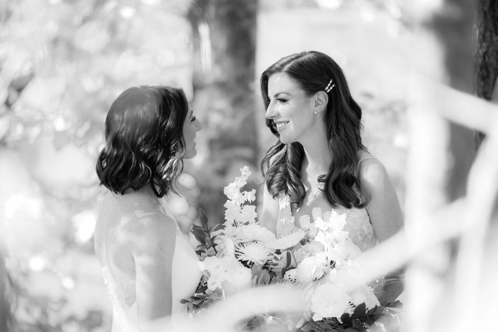 Two women talking at a wedding